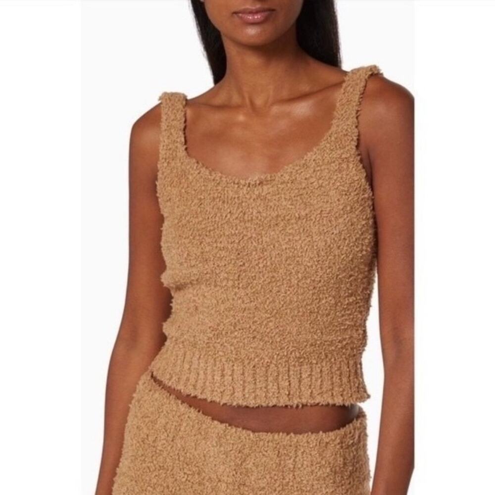 Skims Knit Scoop Neck Camel Brown Tank Top Size Small/Medium NWT (0436)